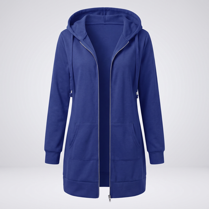 Rosamund Cosy Zip Hoodie Coat - Dark Blue