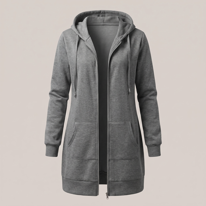 Rosamund Cosy Zip Hoodie Coat - Dark Grey