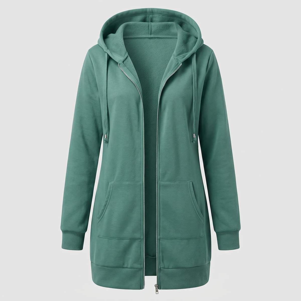 Rosamund Cosy Zip Hoodie Coat - Light Green
