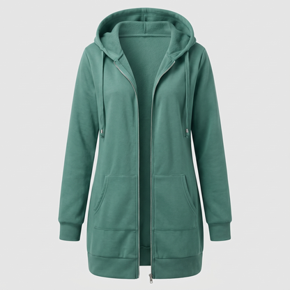 Rosamund Cosy Zip Hoodie Coat - Light Green