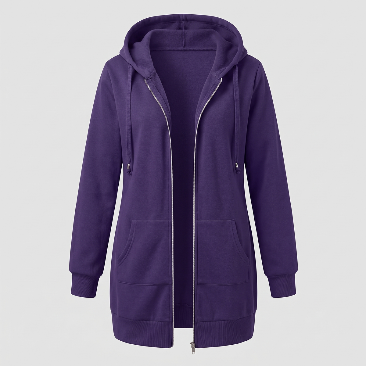 Rosamund Cosy Zip Hoodie Coat - Purple