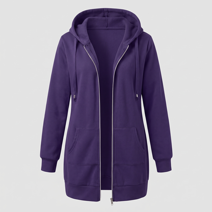 Rosamund Cosy Zip Hoodie Coat - Purple