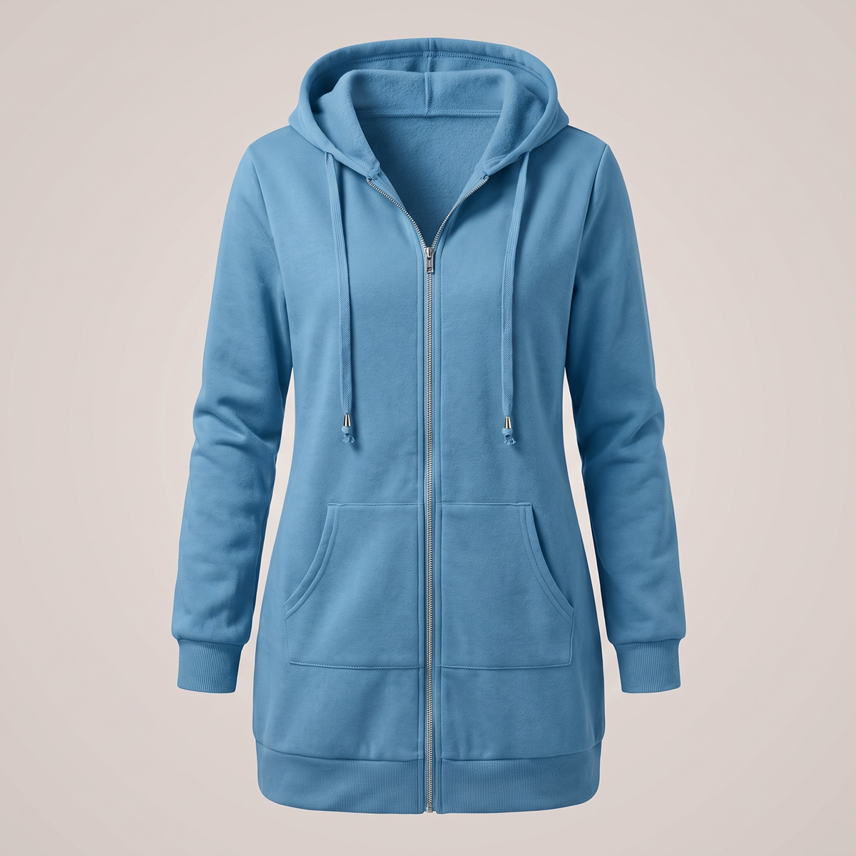Rosamund Cosy Zip Hoodie Coat - Sky Blue