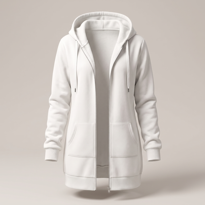 Rosamund Cosy Zip Hoodie Coat - White