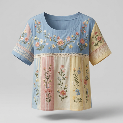 Rosebourne Lace-Trim Summer Top - Multicolor