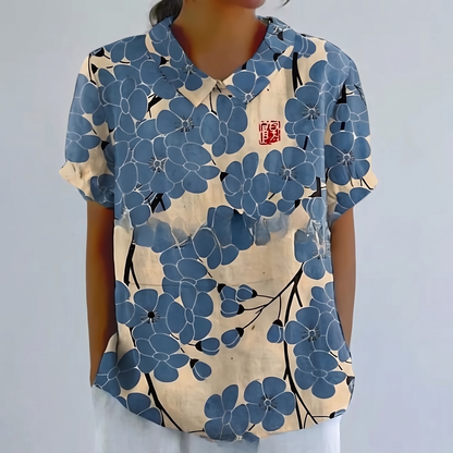Rosedene Sage Floral Blouse - Blue Flowers