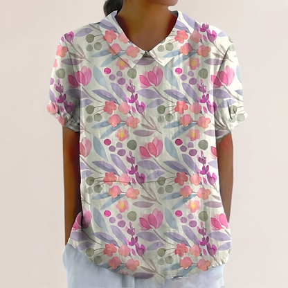 Rosedene Sage Floral Blouse - Dark Pink
