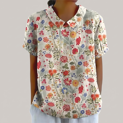 Rosedene Sage Floral Blouse - Light Pink with Floral Print