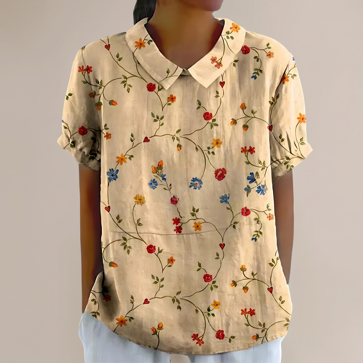 Rosedene Sage Floral Blouse - Old Yellow