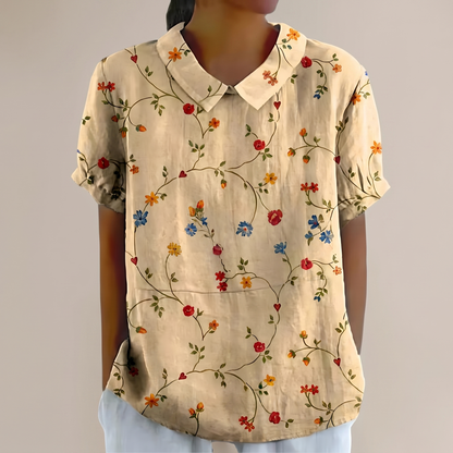 Rosedene Sage Floral Blouse - Old Yellow