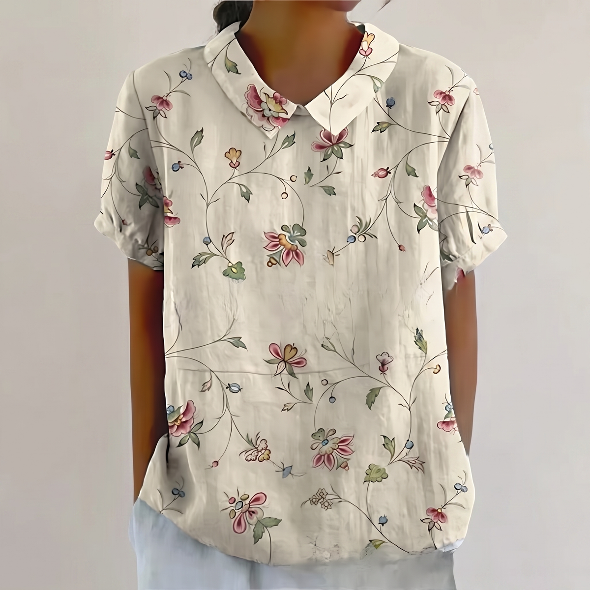 Rosedene Sage Floral Blouse - White Floral Print