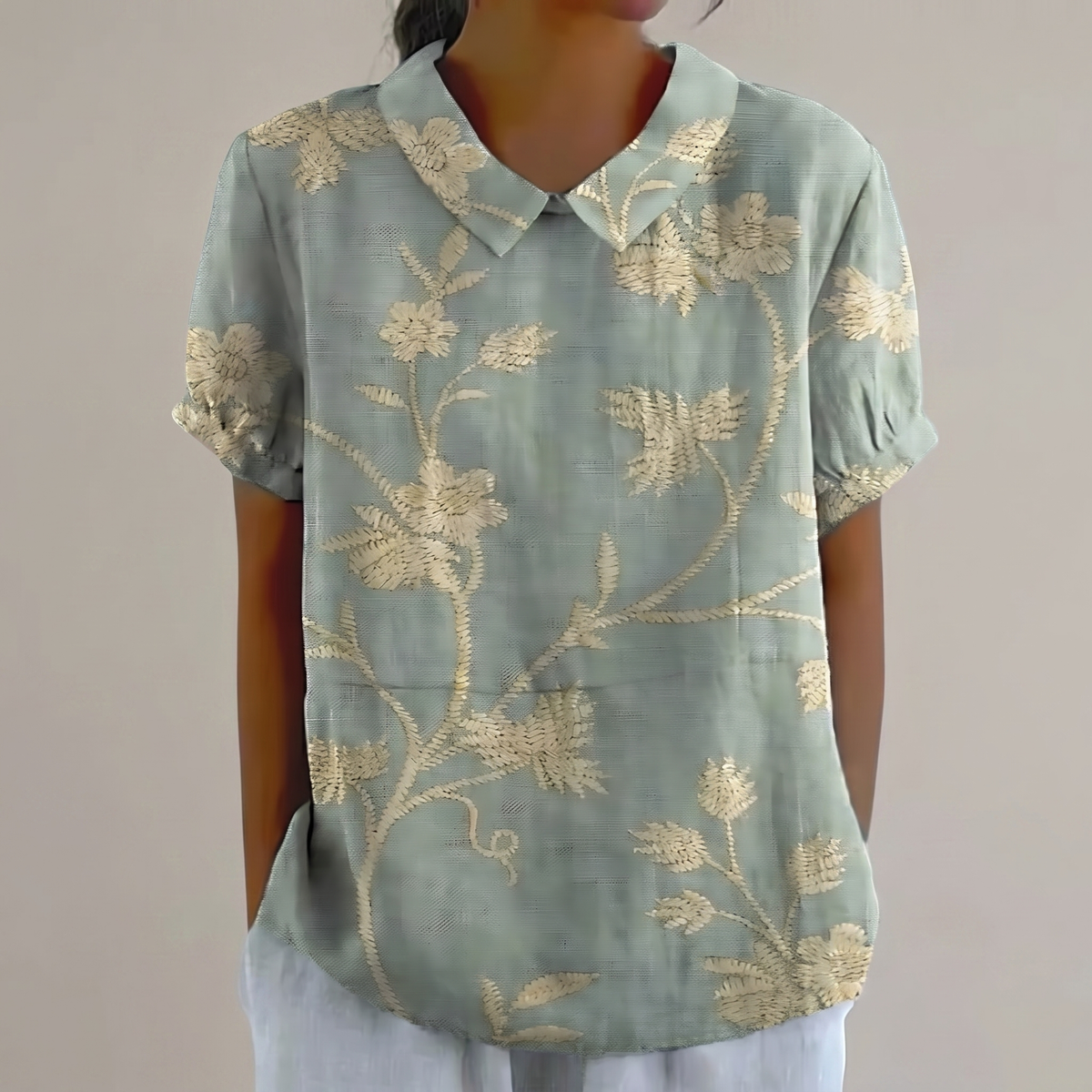Rosedene Sage Floral Blouse - Yellowish Green