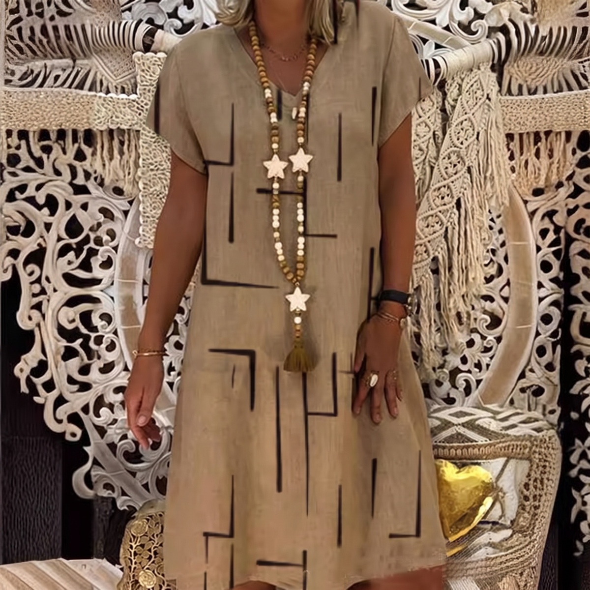 Rosethorn Easy-Wear Dress - Khaki