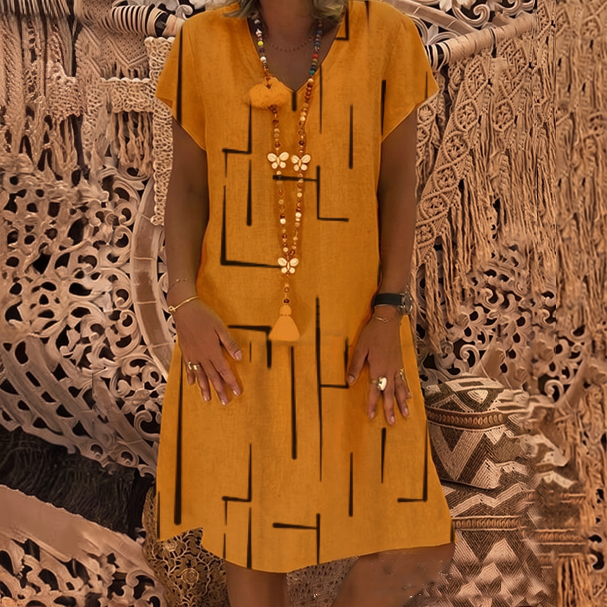Rosethorn Easy-Wear Dress - Orange
