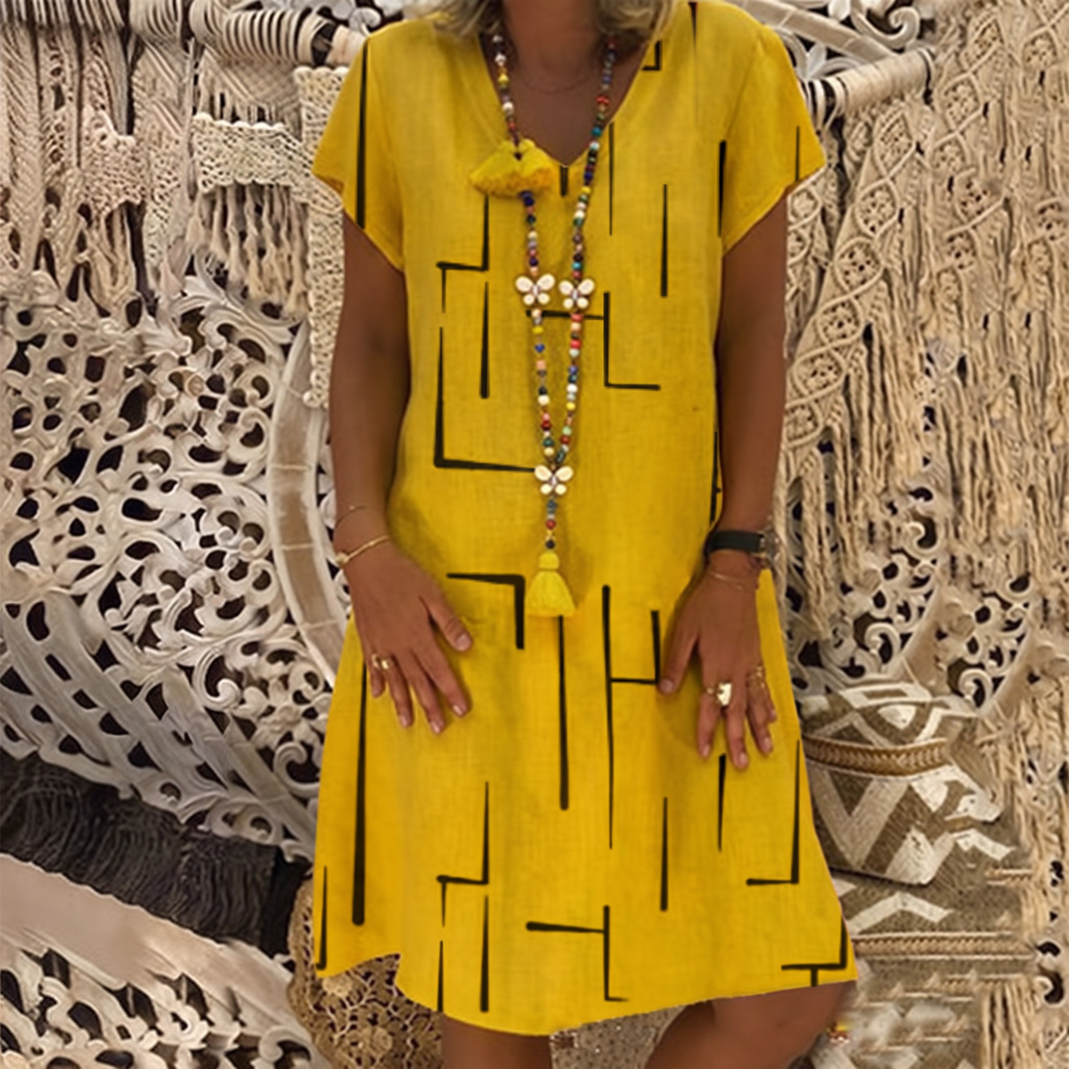 Rosethorn Easy-Wear Dress - Yellow