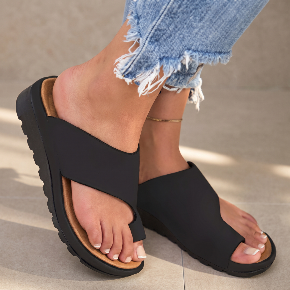Rosewell Wide-Fit Platform Sandals - Black
