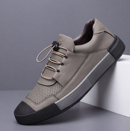 Rothbury Leather-Look Trainers - Espresso