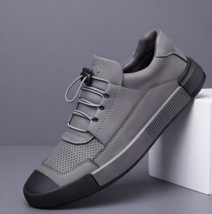 Rothbury Leather-Look Trainers - Grey