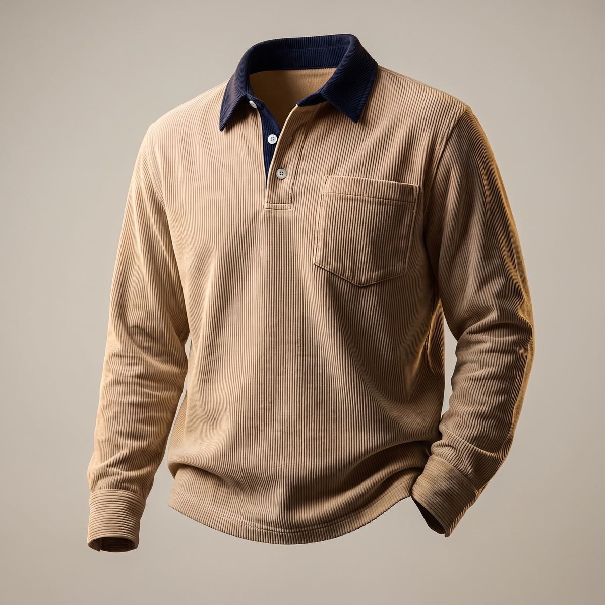 Rowley Corduroy Polo Shirt - Khaki Brown