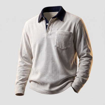 Rowley Corduroy Polo Shirt - Pure White