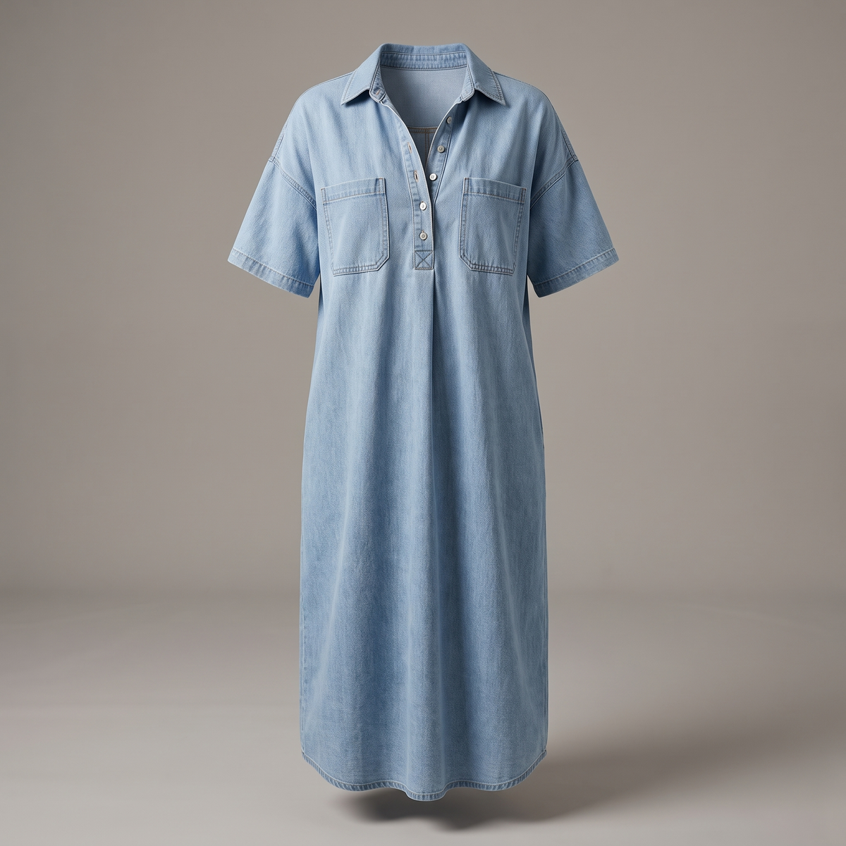 Roxley Pocket Denim Shirt Dress - Light Blue