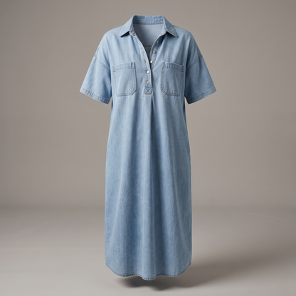 Roxley Pocket Denim Shirt Dress - Light Blue