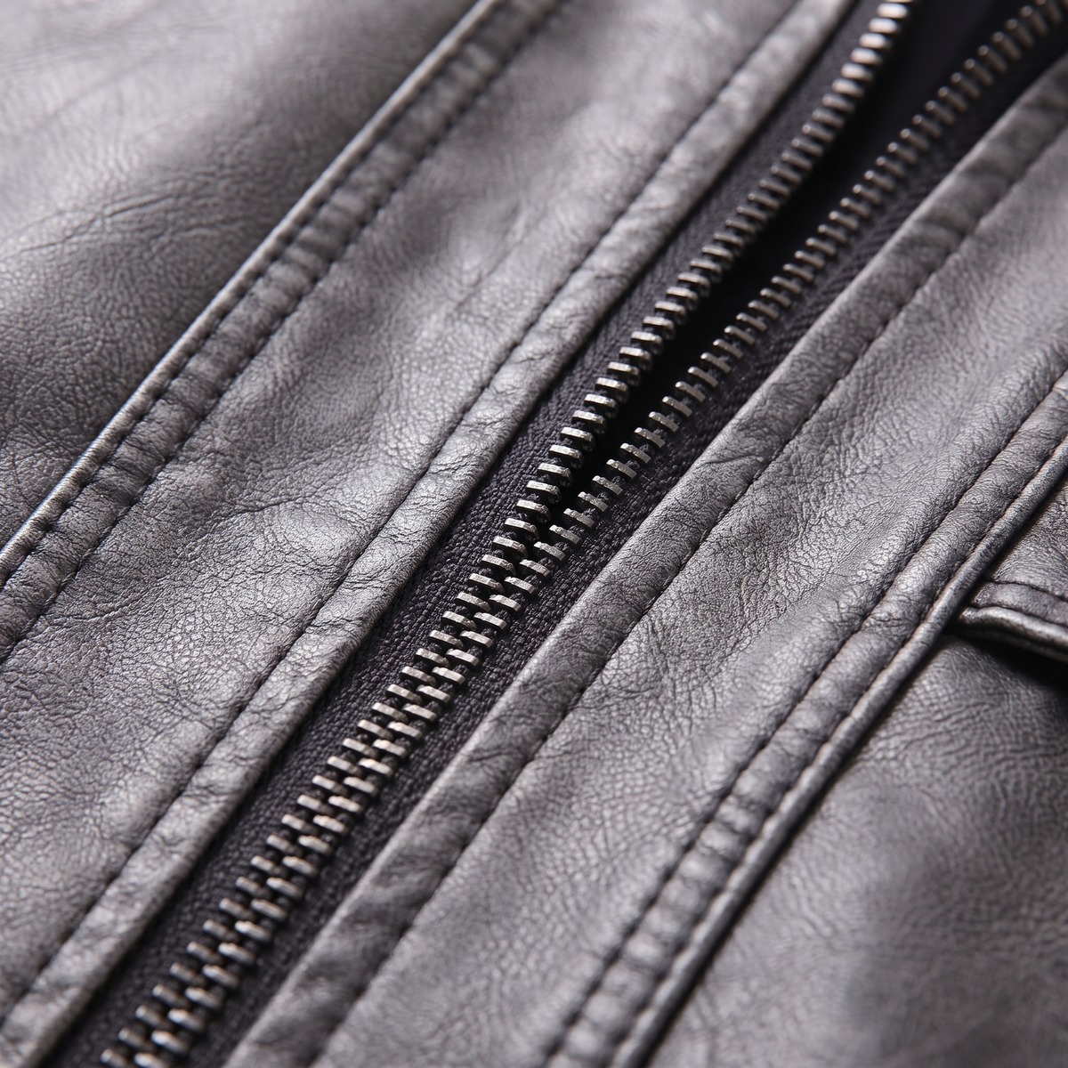 Rugged Utility Leather-Look Jacket