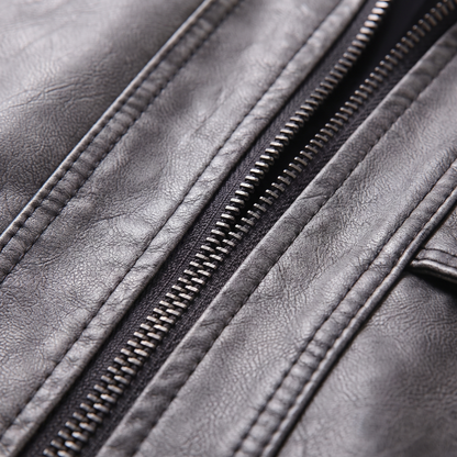 Rugged Utility Leather-Look Jacket