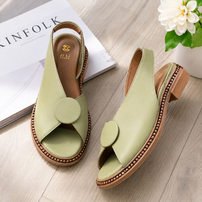Sagewick Elegant Leather-Look Sandals - Green