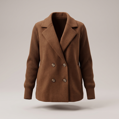 Sasha Casual Blazer Coat - Dark Brown