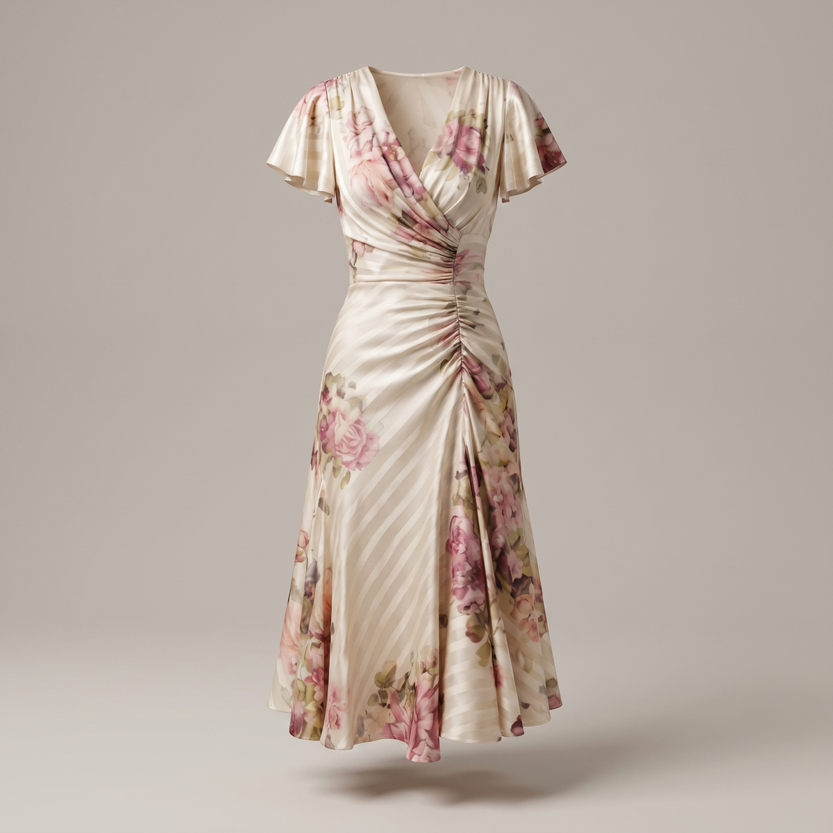 Satin Elegance Midi Dress - Ivy