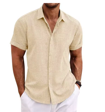 Seabrook Lightweight Linen Shirt - Apricot