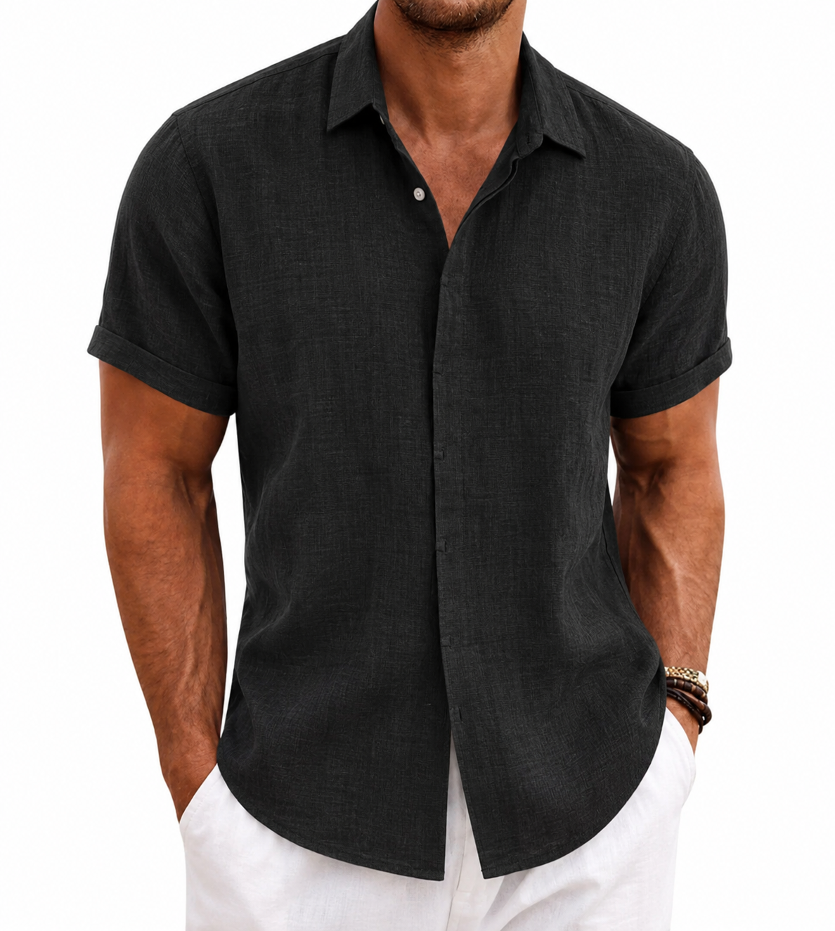 Seabrook Lightweight Linen Shirt - Black