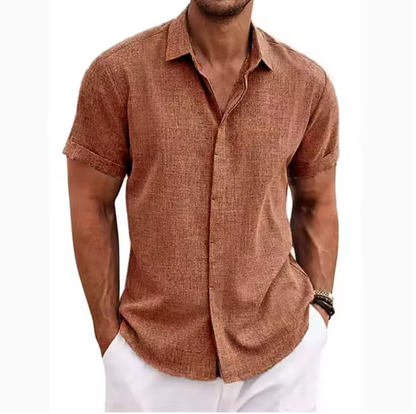 Seabrook Lightweight Linen Shirt - Dark Brown
