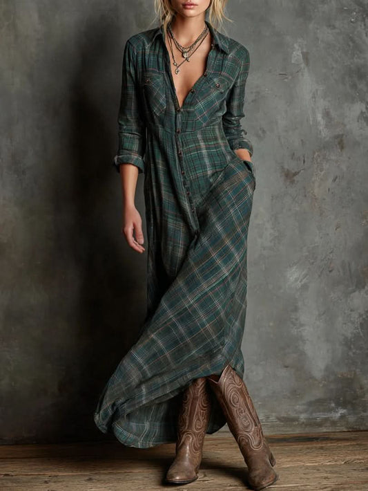 Seraphine Green-Lapel Dress - Green