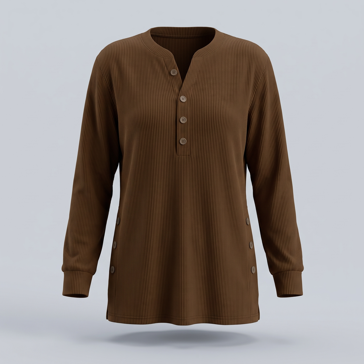 Serenity Ease Tunic Top - Coffee Brown