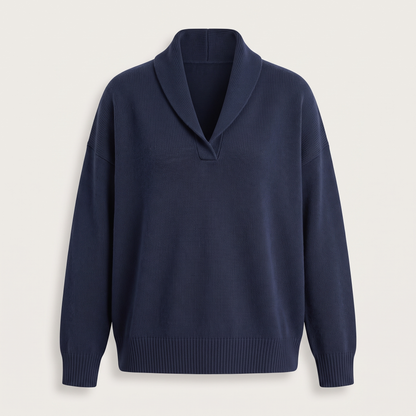 Shawl Collar Relaxed Jumper - Blue