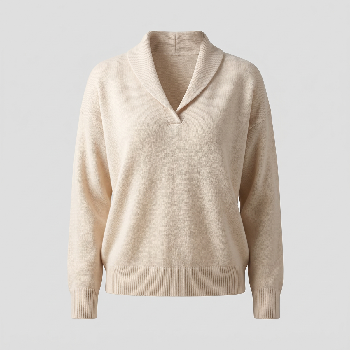 Shawl Collar Relaxed Jumper - Cream