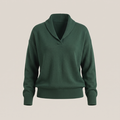 Shawl Collar Relaxed Jumper - Green