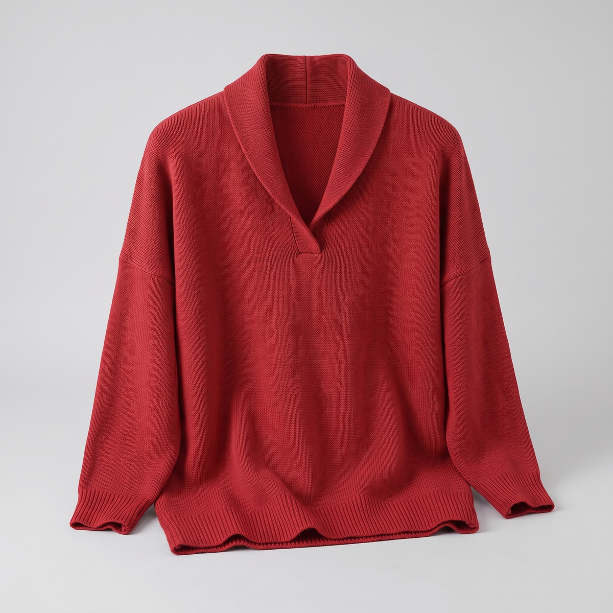 Shawl Collar Relaxed Jumper - Red