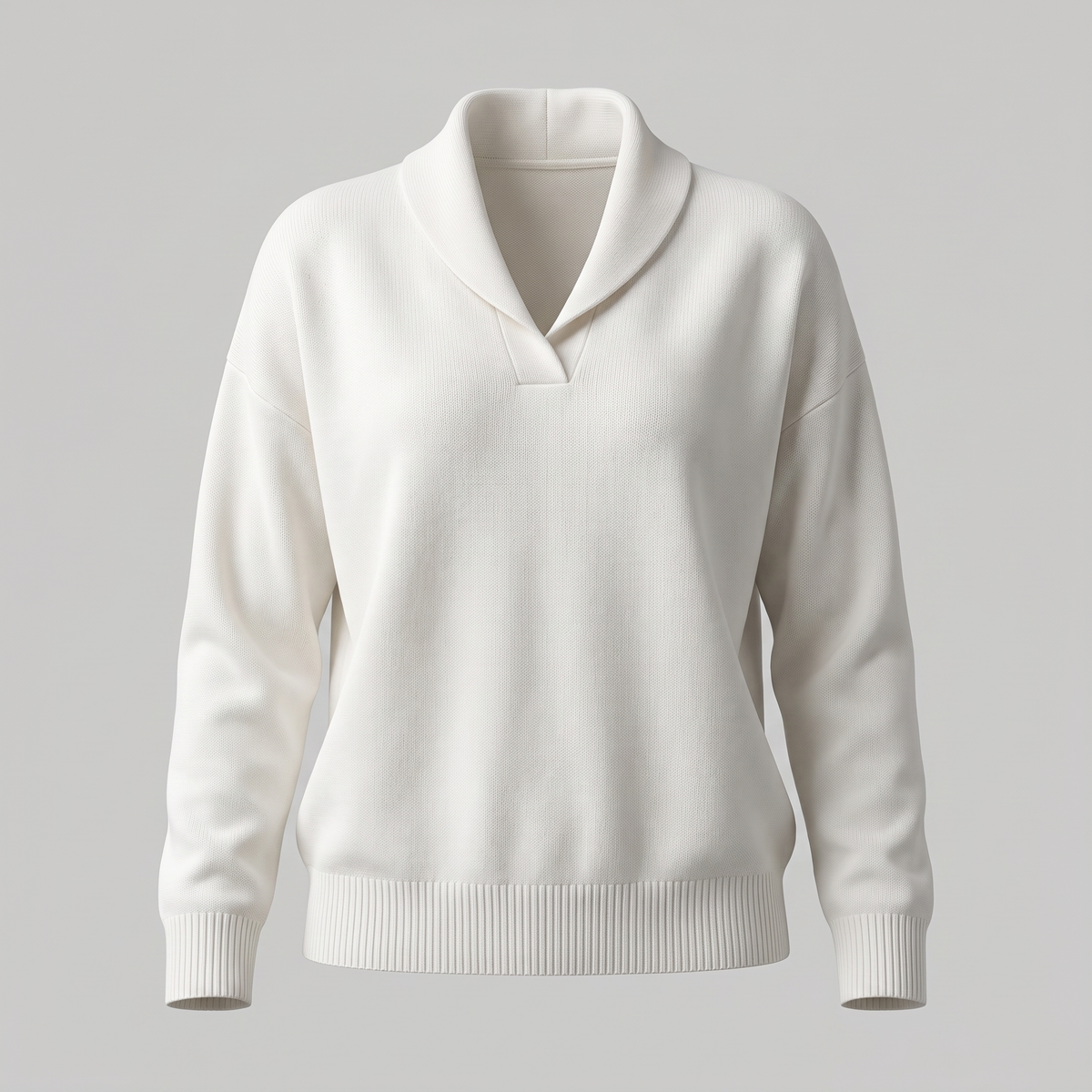 Shawl Collar Relaxed Jumper - White
