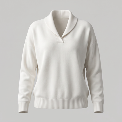 Shawl Collar Relaxed Jumper - White