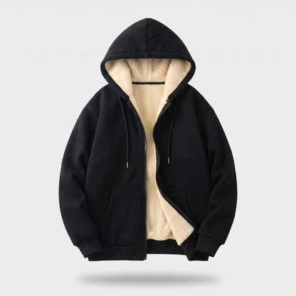 Sherpa Hoodie Jacket - Black