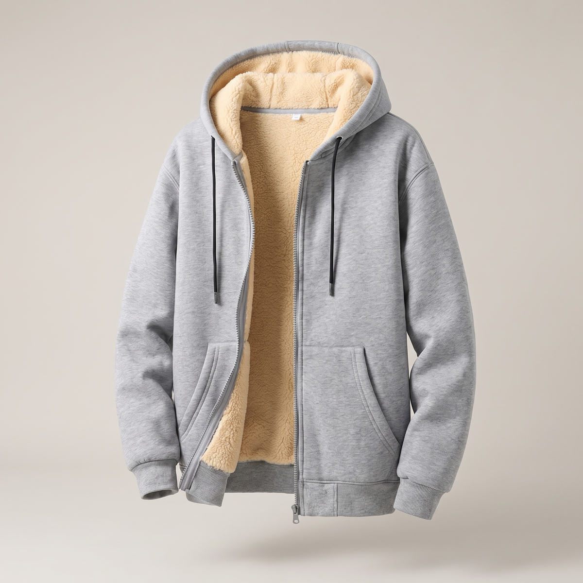 Sherpa Hoodie Jacket - Grey