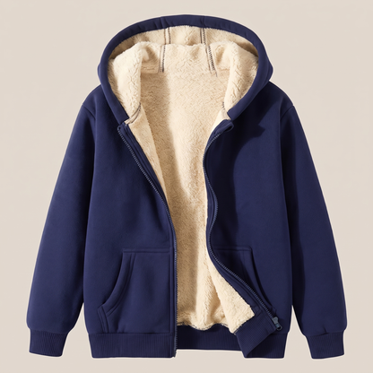 Sherpa Hoodie Jacket - Navy Blue
