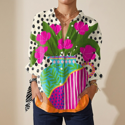 Sidonie Painted Bouquet Blouse - Multicolour