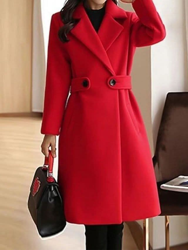 Sienna Classic Wool Coat - Red