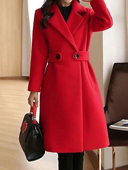 Sienna Classic Wool Coat - Red