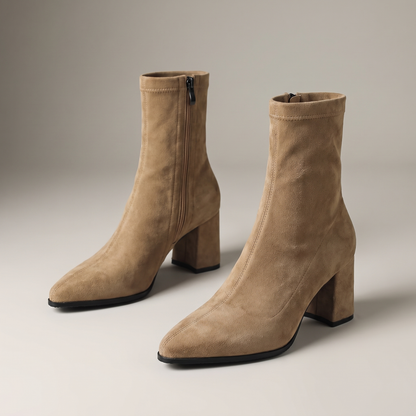 Sienna Suede-Look Boots - Apricot