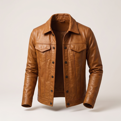 Signature Leather-Look Rider Jacket - Brown